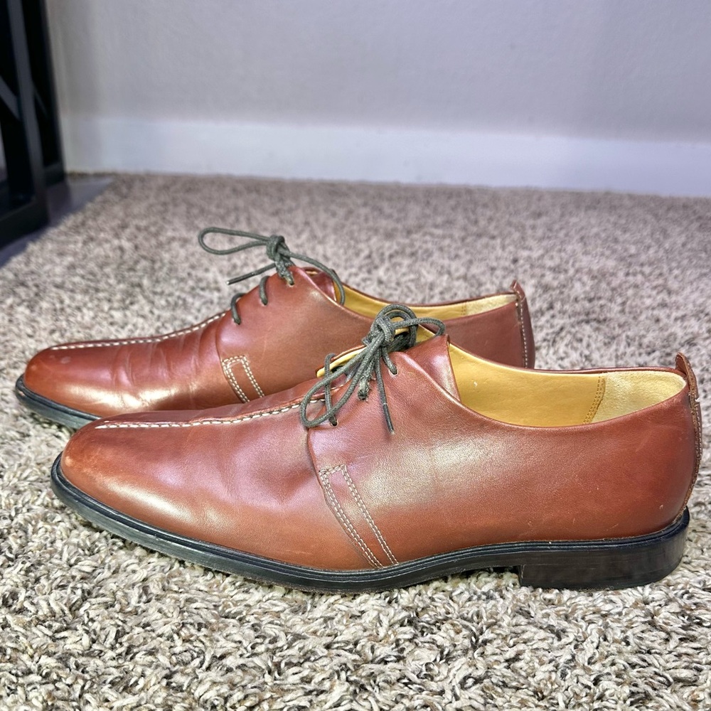 Cole Haan Mens Beckett II Size 9 Oxford Shoe Brown Leather Single Seam Old Money